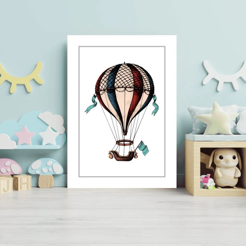 Vintage Hot Air Balloon Insigne Aluminum Print | Modern Wall Art Decor | vintageantiquesgifts.com