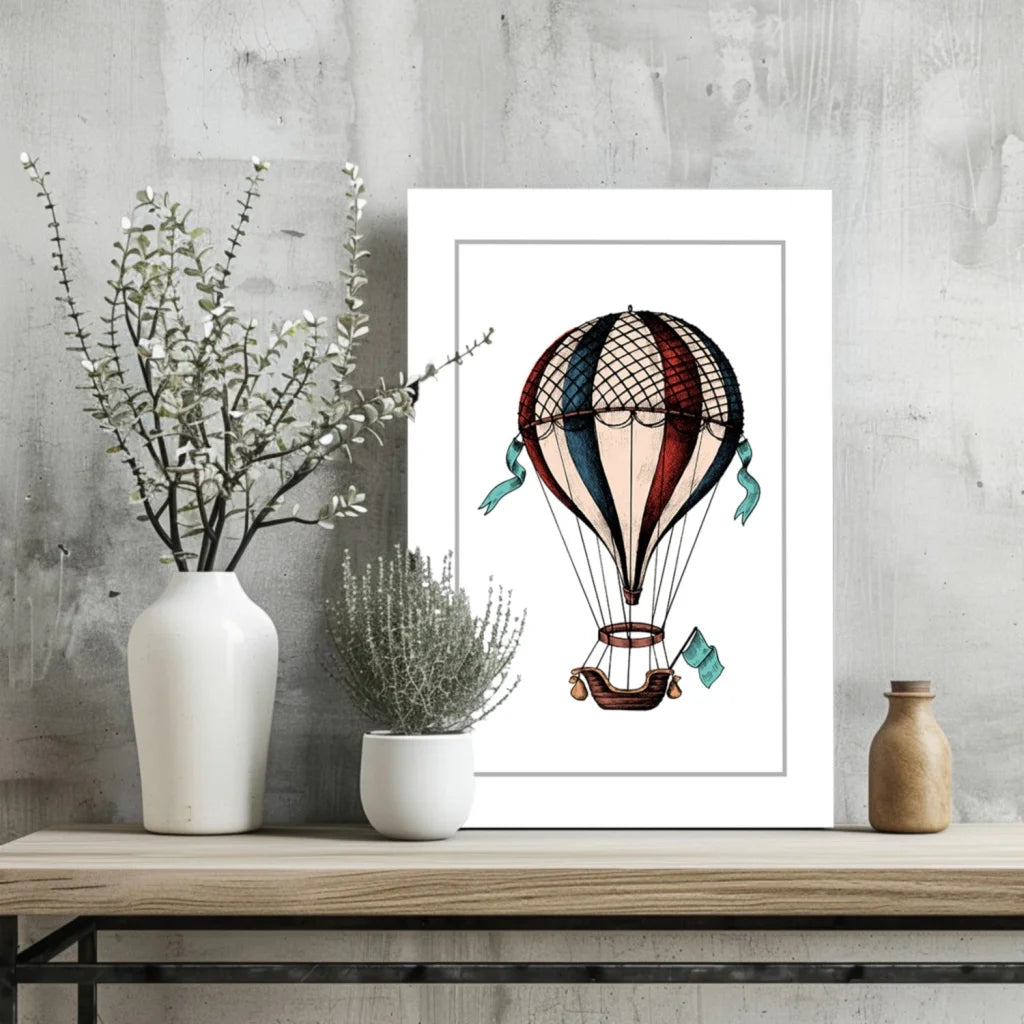 Vintage Hot Air Balloon Insigne Aluminum Print | Glass Wall Art Print | vintageantiquesgifts.com