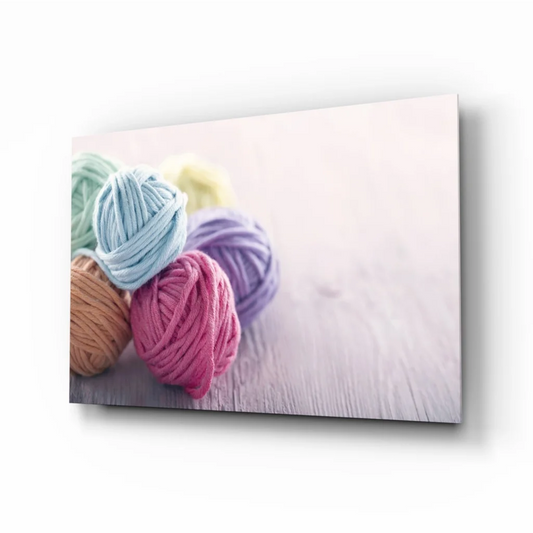 Colorful yarn balls pastel wall art canvas print