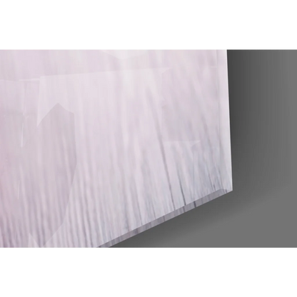 Sleek translucent white glass wall art panel with wood grain texture