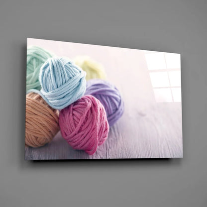 Colorful yarn balls pastel wall art canvas print