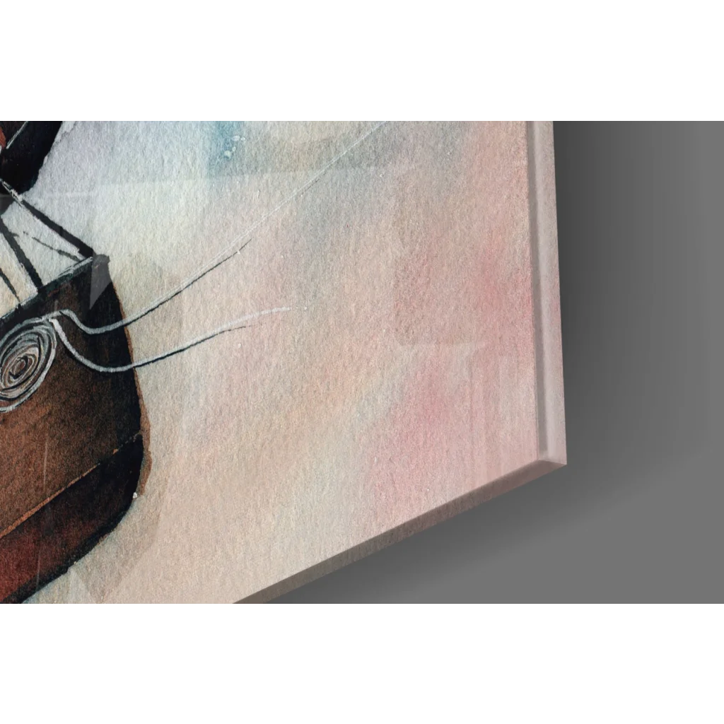 Abstract Cosmic Hot Air Balloon wall art canvas print with pastel hues and black strokes