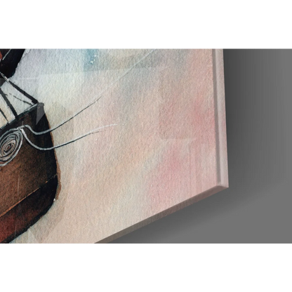 Abstract Cosmic Hot Air Balloon wall art canvas print with pastel hues and black strokes
