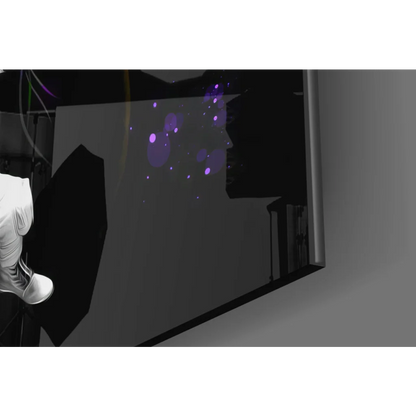 Sleek white sneaker in astronaut balloon planets glass wall art print