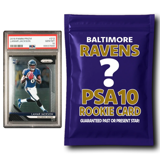 Lamar Jackson rookie card plus mystery PSA 10 Ravens pack with Zay Flowers, Caitlin Clark