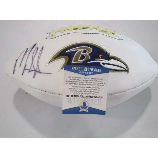 Baltimore Ravens signed autographed logo football with Beckett COA for Ravens signed autographed memorabilia