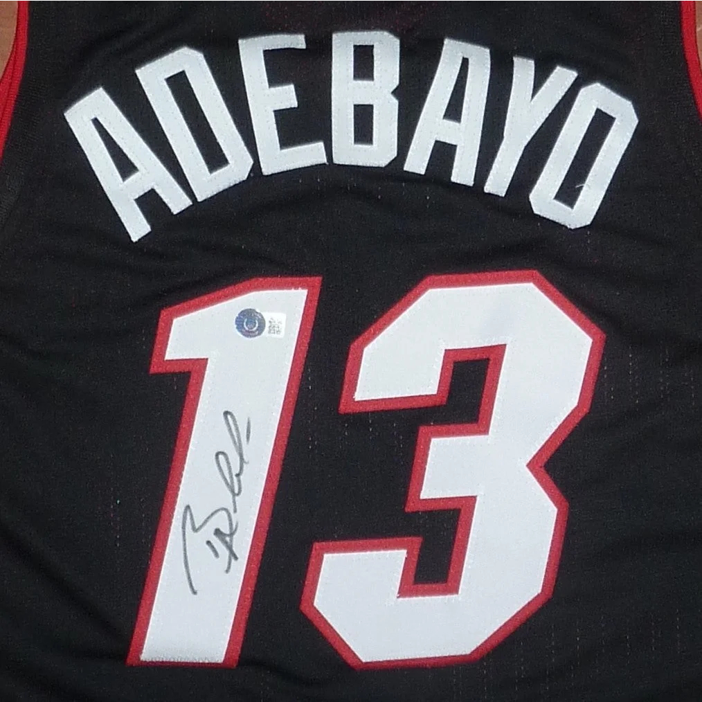 Bam Adebayo autographed black custom jersey with name and number 13