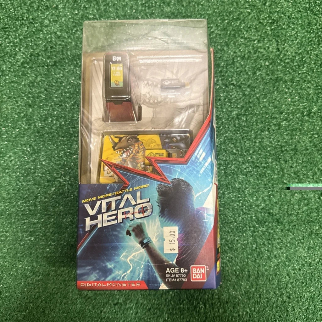 Bandai Vital Hero Digimon red flip phone in toy box