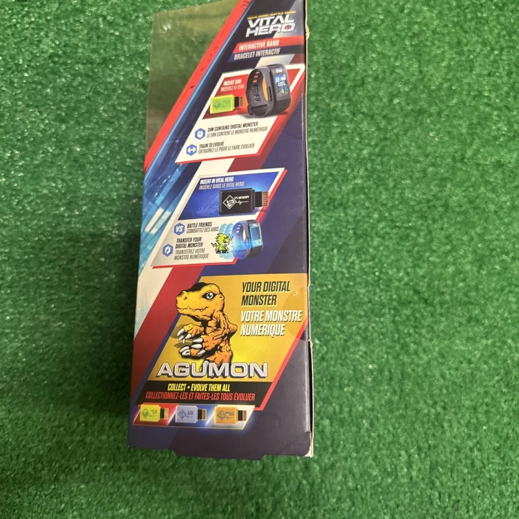 Vibrant yellow black Agumon Vital Hero Digimon bracelet in packaging