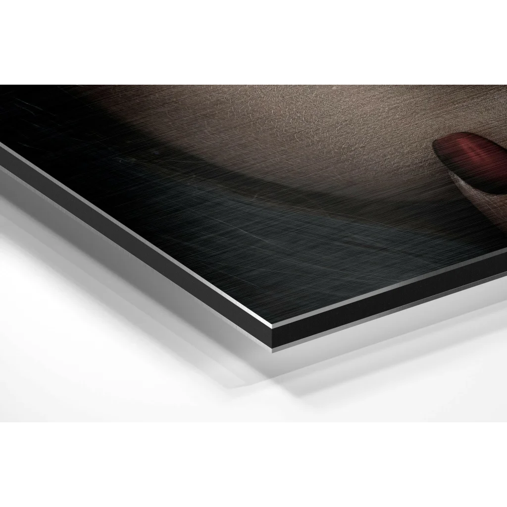 Stunning brushed aluminium dibond portrait print in black metal frame