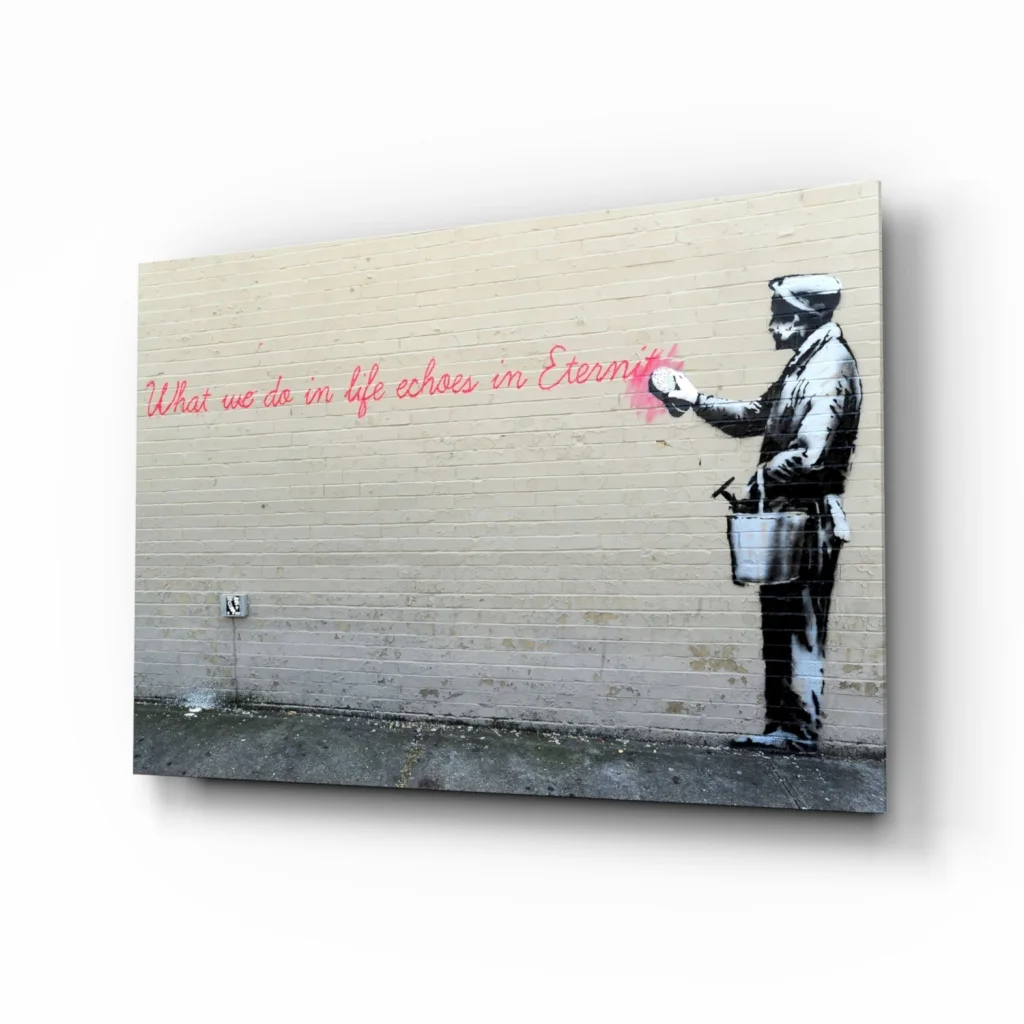 Banksy eternity quote stencil on brick wall art canvas print