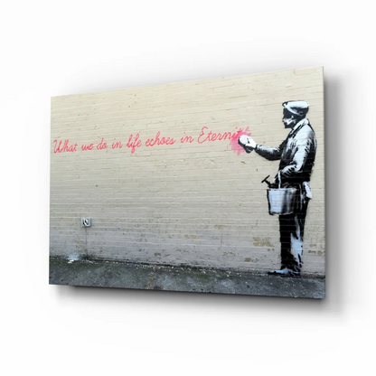 Banksy eternity quote stencil on brick wall art canvas print