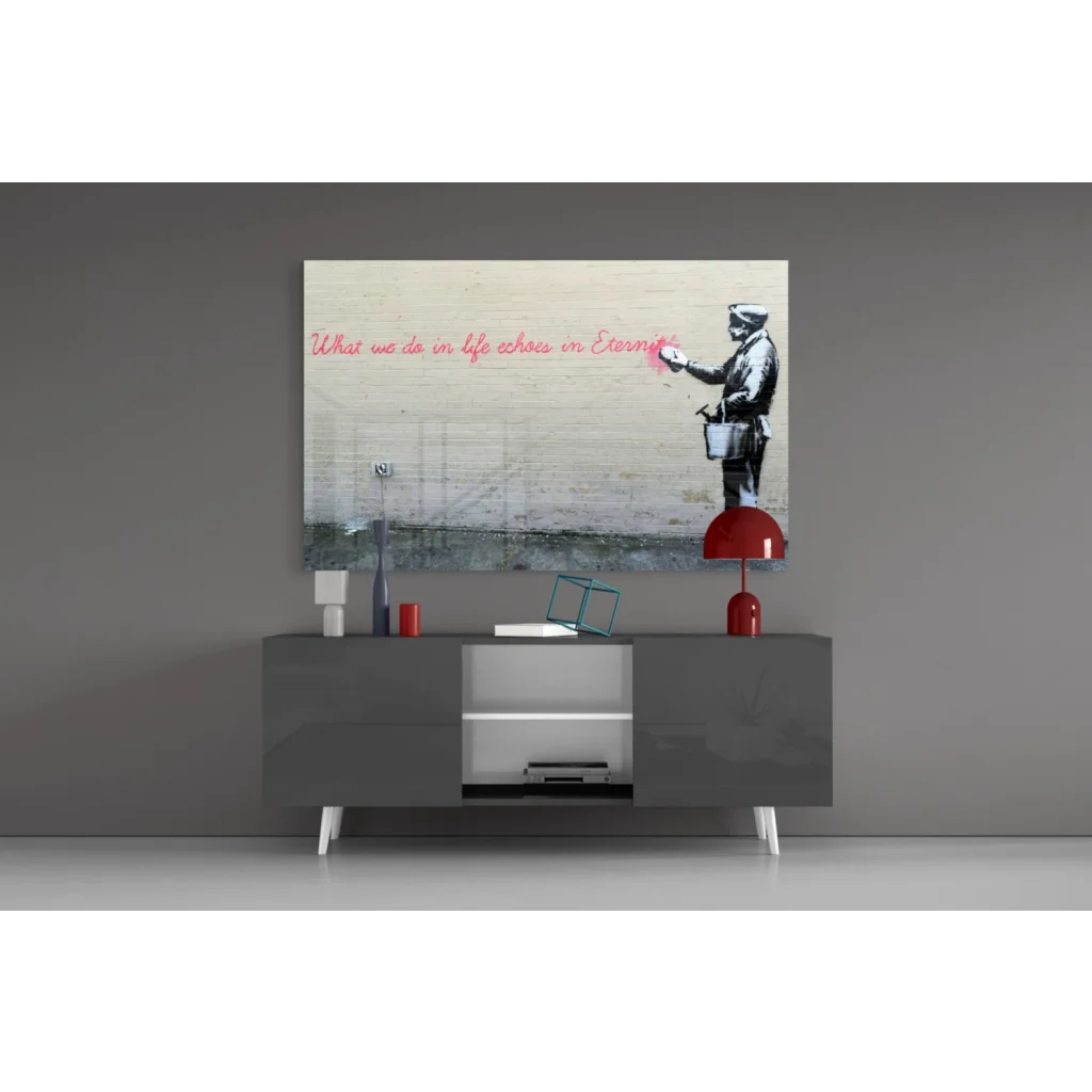 Banksy eternity quote stencil graffiti artist spray-painting wall art canvas
