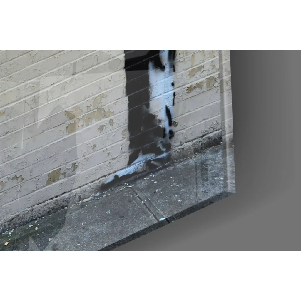 Banksy eternity quote black and white graffiti on weathered brick wall art