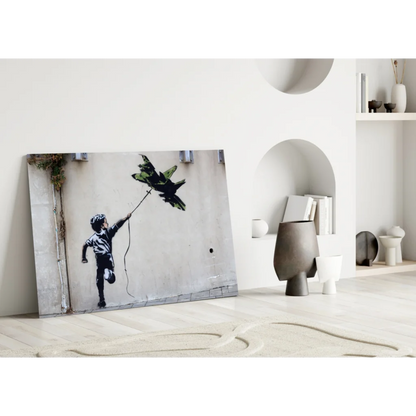 Banksy Fighter Jet Kite Canvas Wall Art Print | Modern Wall Art Decor | vintageantiquesgifts.com