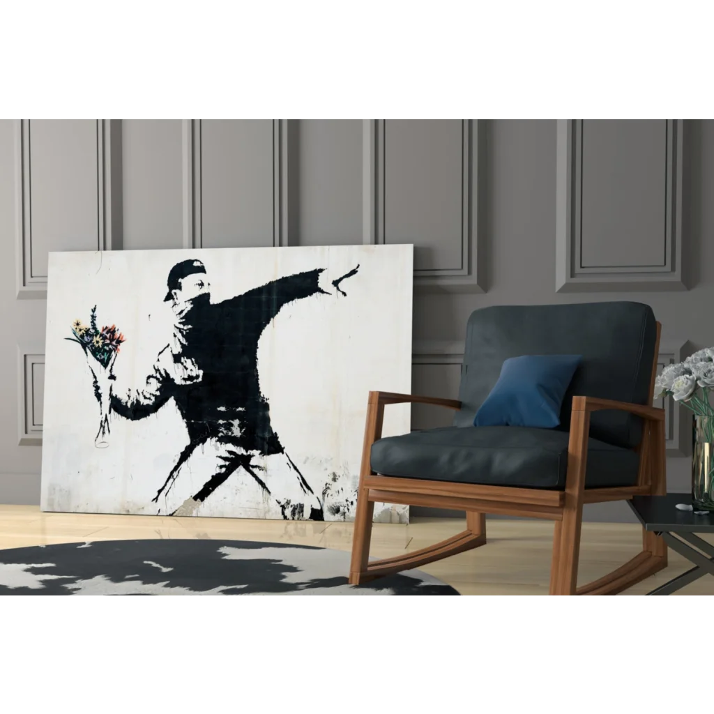 Banksy Flower Thrower canvas wall art print
