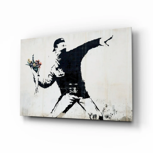 Banksy Flower Thrower canvas wall art print