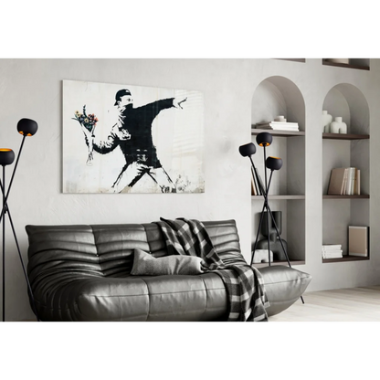 Banksy Flower Thrower canvas wall art print