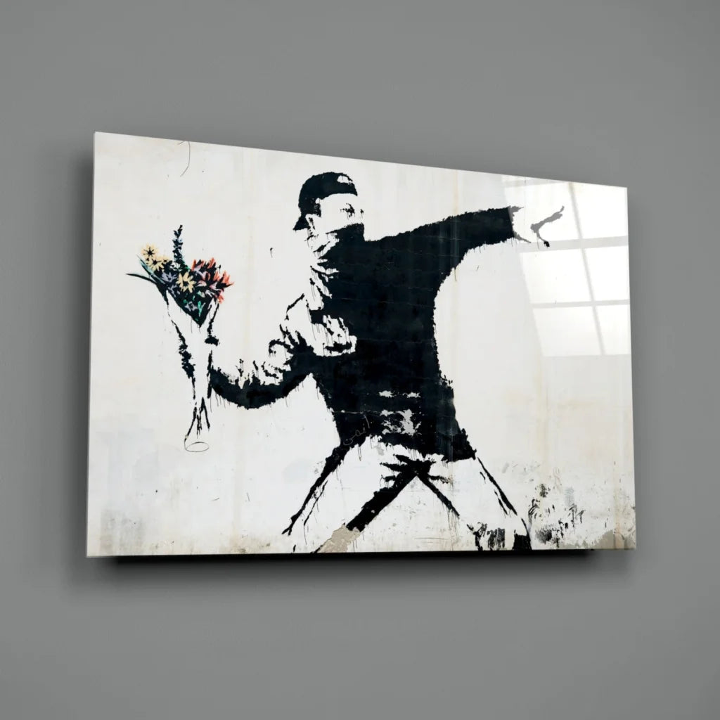 Banksy Flower Thrower canvas wall art print