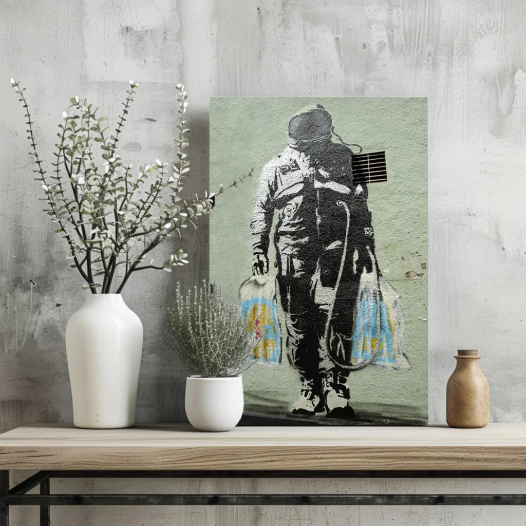 Banksy astronaut canvas art print on aluminum 16x11 inches
