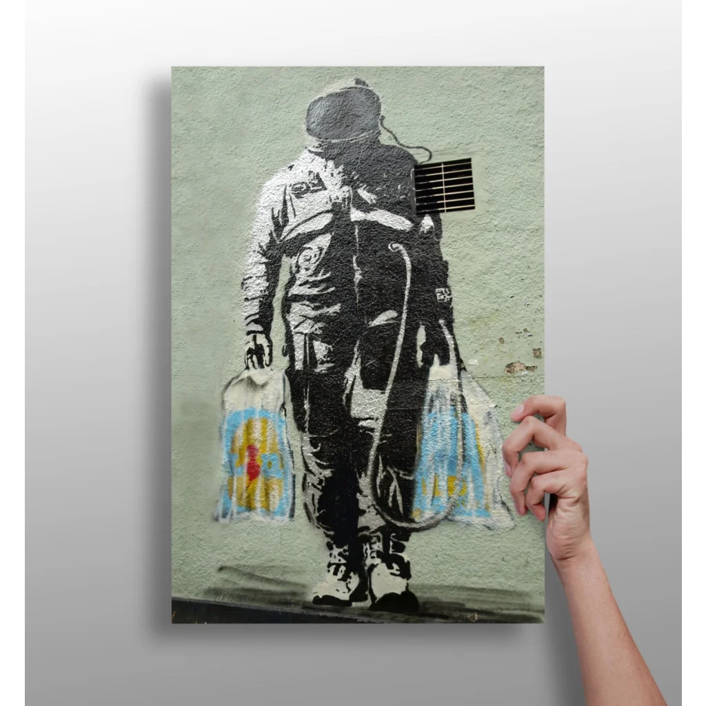 Banksy Girl with Balloon art print on aluminum canvas, 16x11 inches