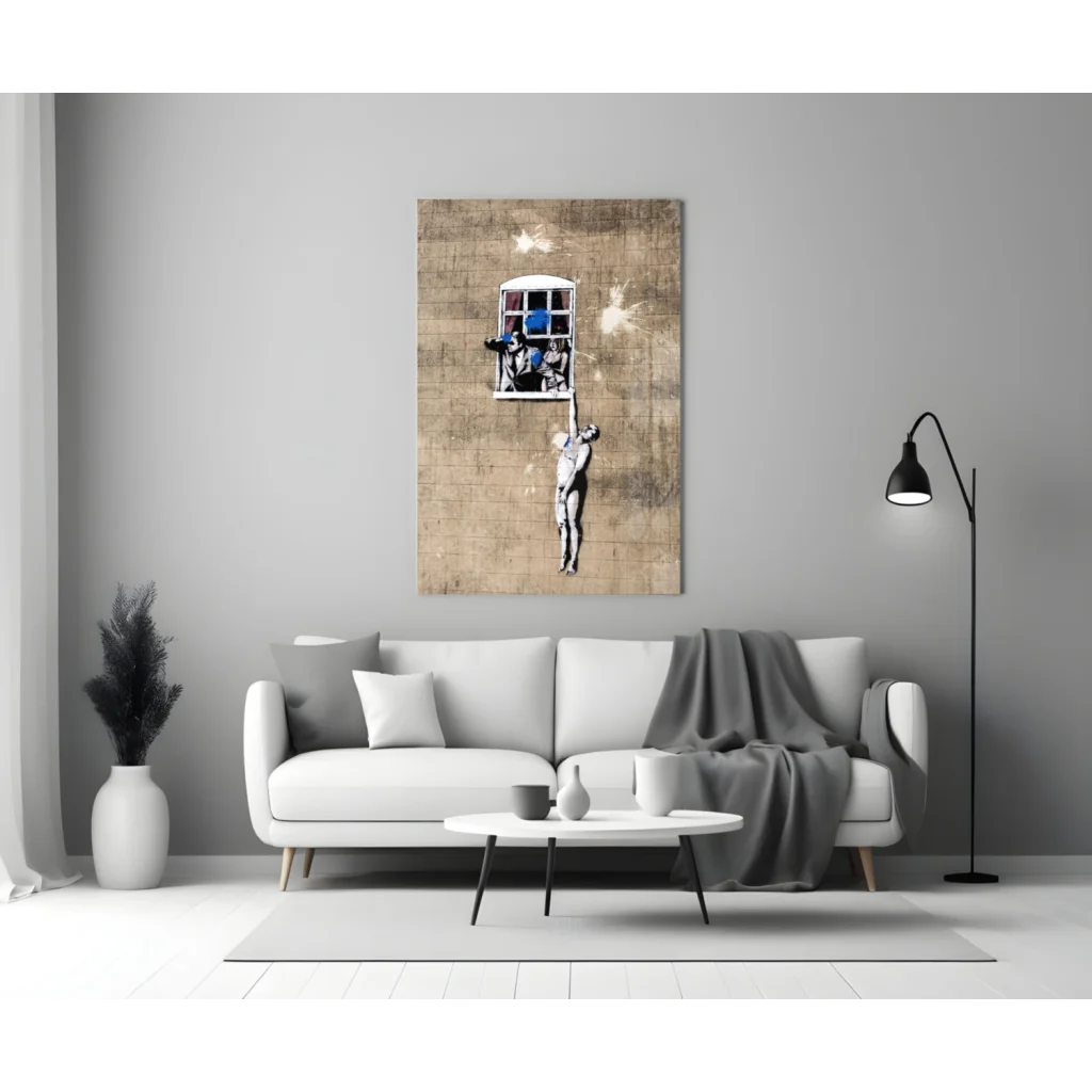 Banksy Girl With Balloon Blue Canvas Wall Art Print | Modern Wall Art Decor | vintageantiquesgifts.com