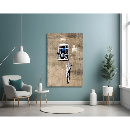 Banksy Girl With Balloon Blue Canvas Wall Art Print | Contemporary Home Wall Art | vintageantiquesgifts.com