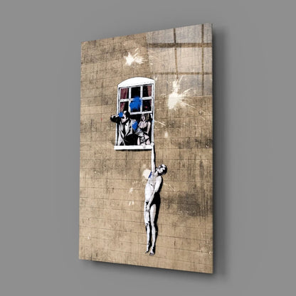 Banksy Girl With Balloon Blue Canvas Wall Art Print | Glass Wall Art Print | vintageantiquesgifts.com