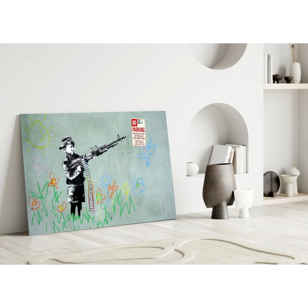 Banksy Girl with Gun canvas wall art print