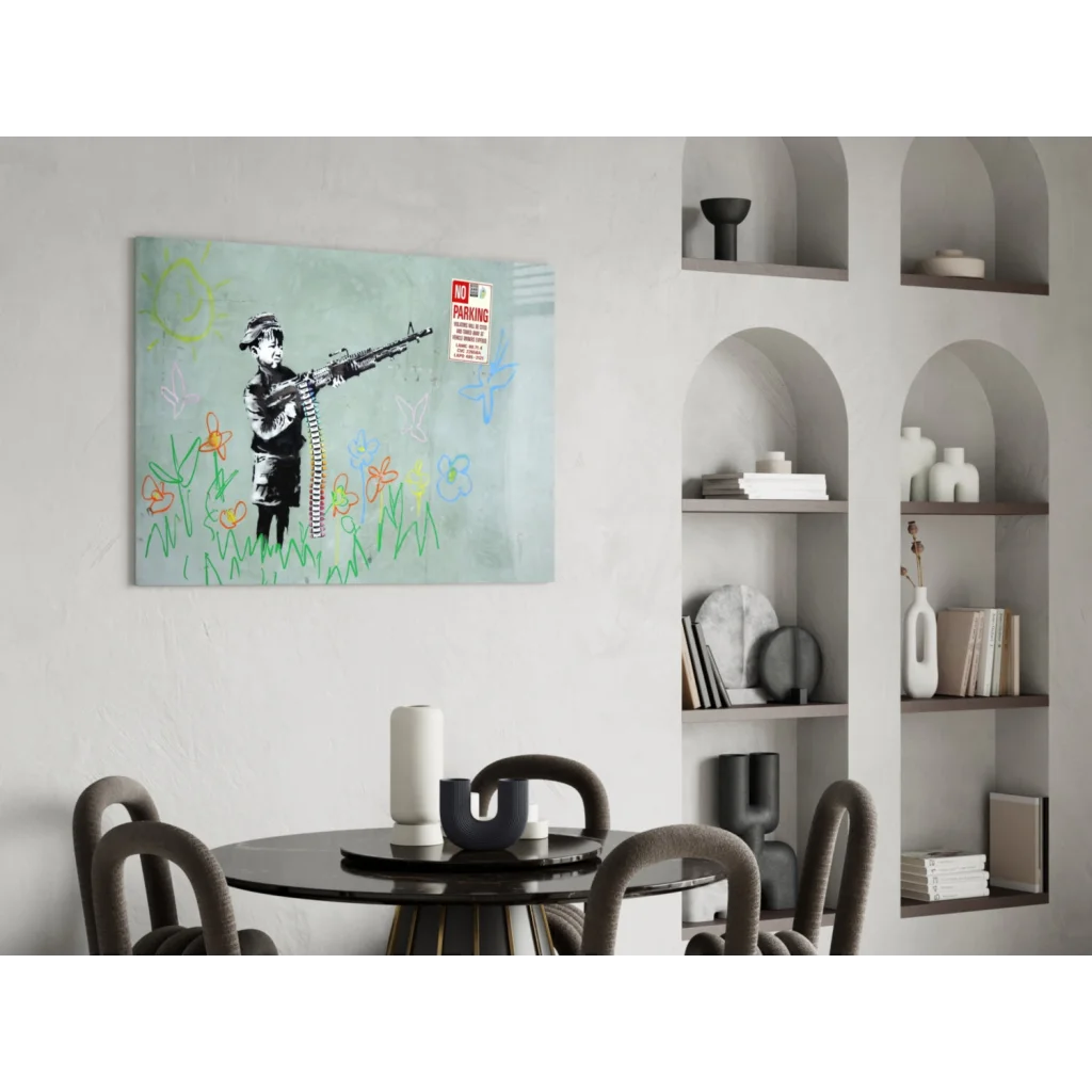 Banksy flower gun canvas wall art print