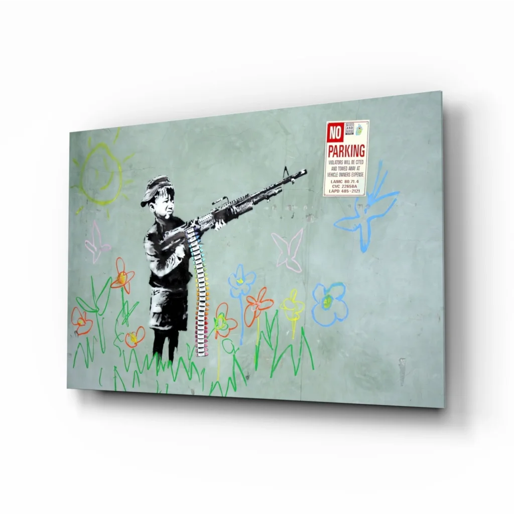 Banksy Girl With Gun child soldier canvas wall art print