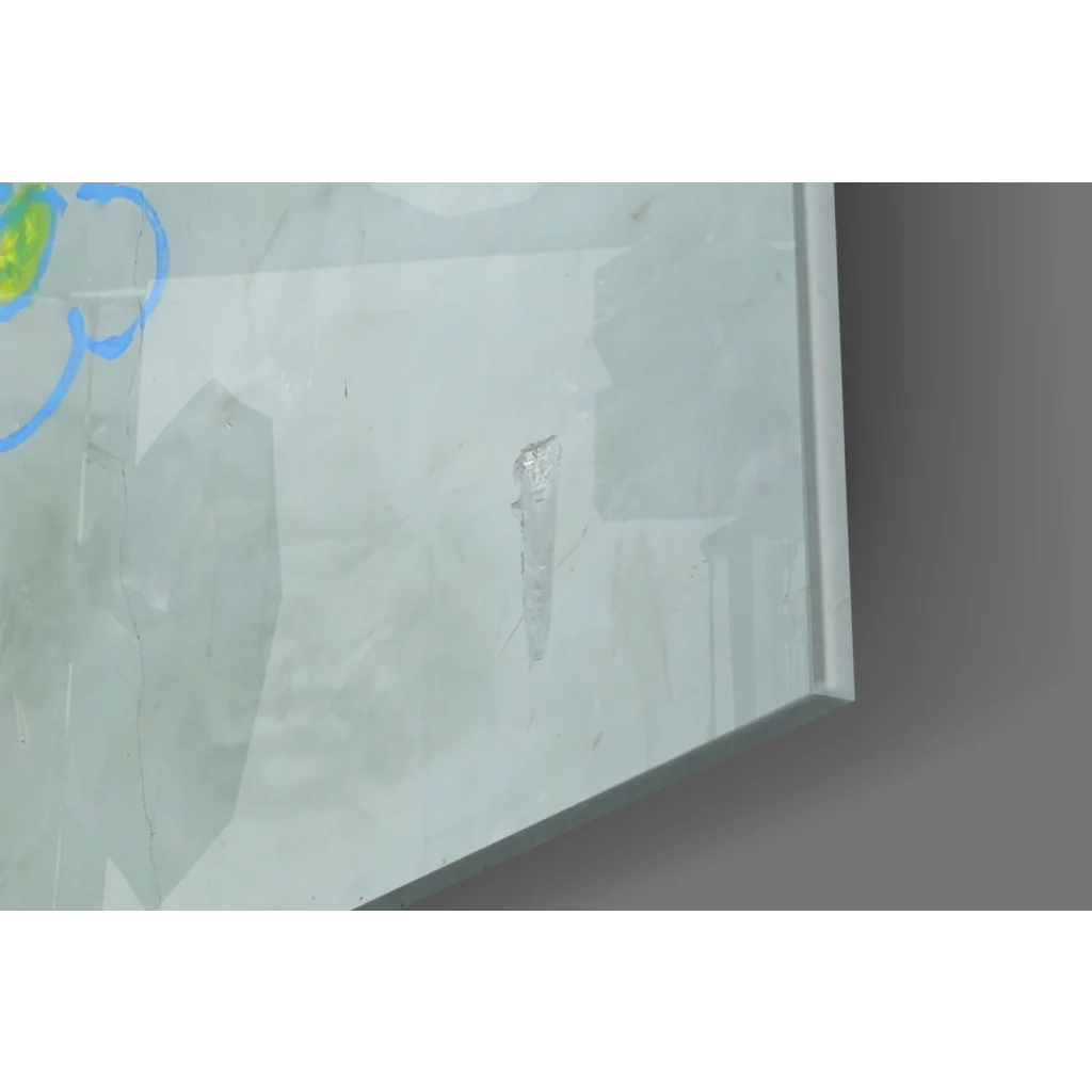 White and green leaf-shaped glossy wall art print