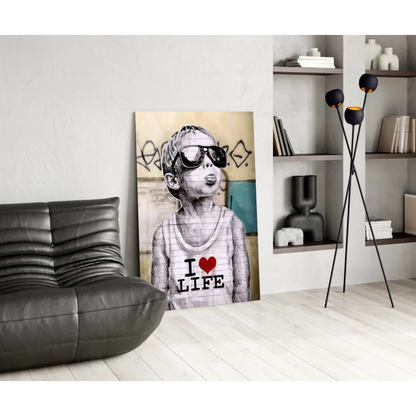Banksy I Love Life graffiti canvas wall art print