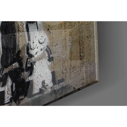 Banksy astronaut AT-AT walker glass wall art canvas print