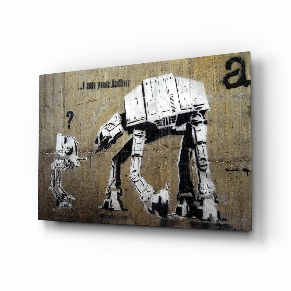 Banksy AT-AT Walker glass wall art canvas print