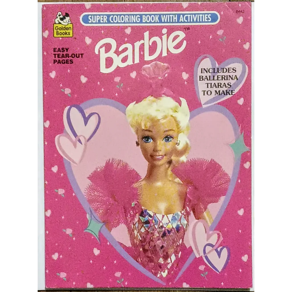 Vintage 1996 Barbie Ballerina Coloring Book with Tiaras
