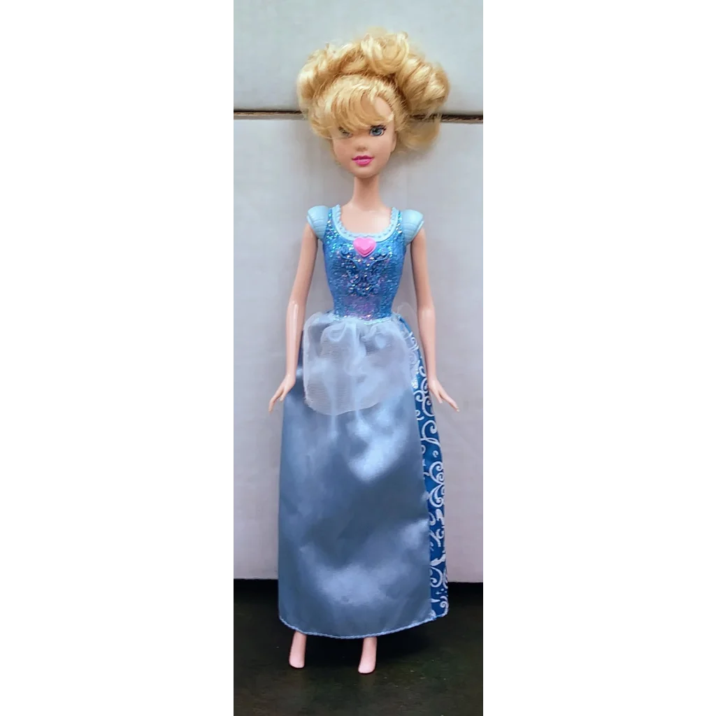 Sparkling Princess Cinderella Barbie Doll in blue dress with silver accents