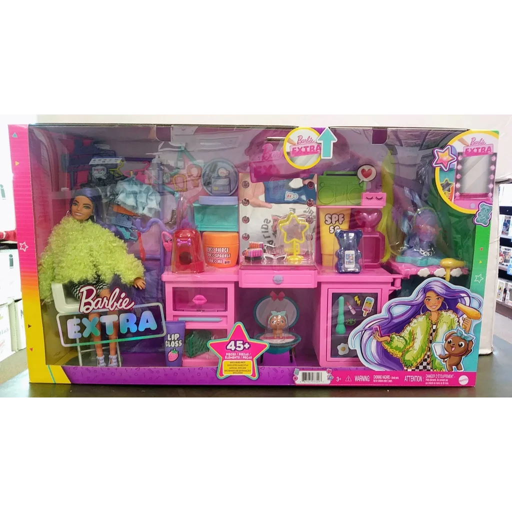 Barbie Extra playset with 45+ colorful accessories for styling fun
