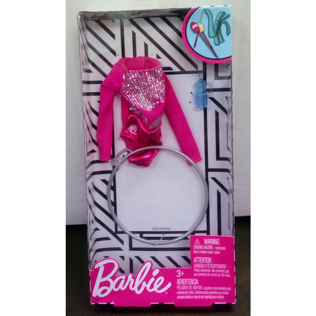 Barbie fashion set with pink sequined leotard and silver hoop