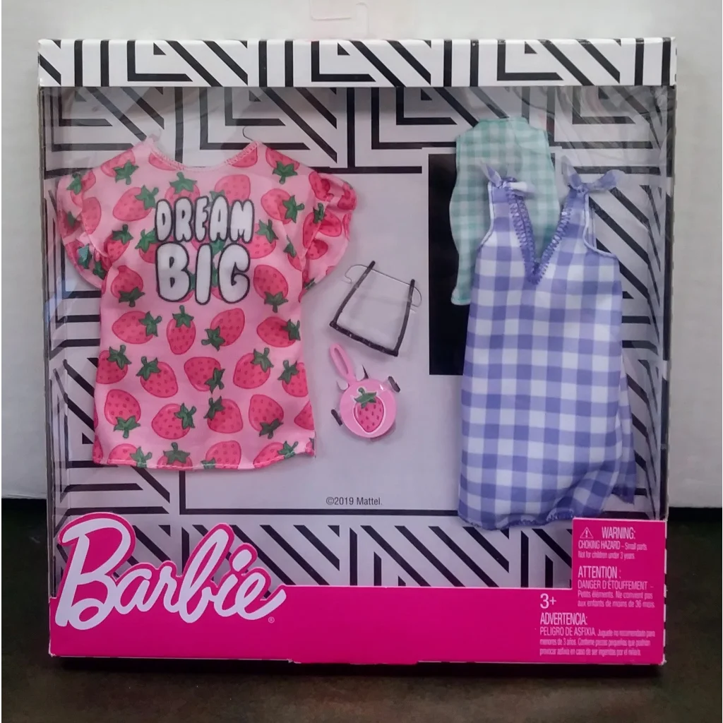 Sealed Dream Big Strawberry Barbie fashion set with pink top