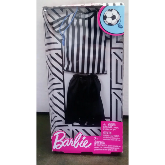 Black and white striped referee uniform in Barbie Fashion Set for Ken doll