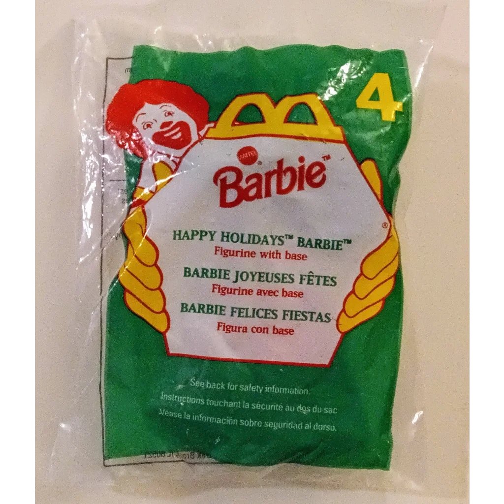 Vintage 1996 Happy Holidays Barbie Happy Meal toy figurine sealed