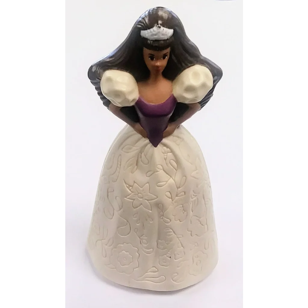 Vintage Barbie happy meal toy: ceramic bell with purple princess dress