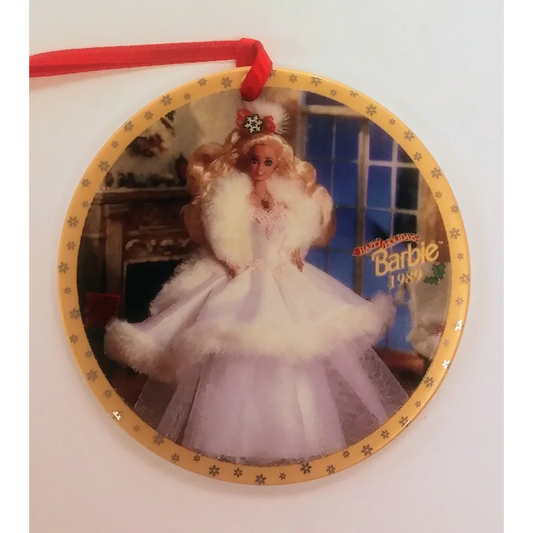 Vintage 1989 Happy Holidays Barbie ornament in original box