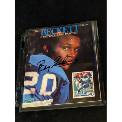 Autographed Barry Sanders Beckett Football Card in Barry Sanders Autographed Beckett Magazine
