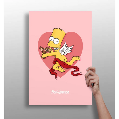 Bart Simpson heart angel aluminum print poster on heart background