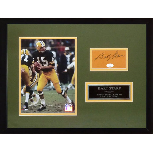Bart Starr autographed Green Bay Packers framed tribute with JSA, Hall of Fame plaque