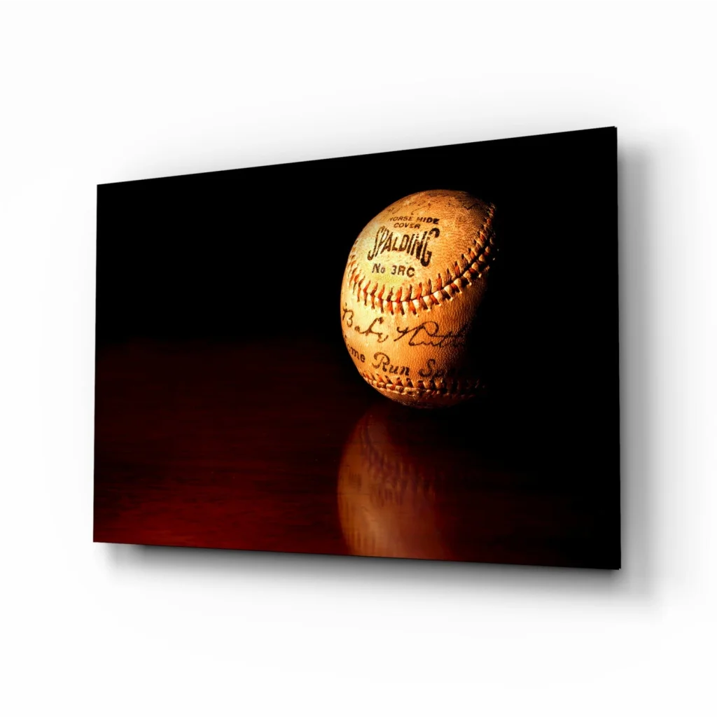 Vintage Spalding Signed Baseball Wall Art with Leather Stitching | Insigneart USA | vintageantiquesgifts.com