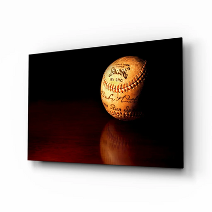 Vintage Spalding Signed Baseball Wall Art with Leather Stitching | Insigneart USA | vintageantiquesgifts.com