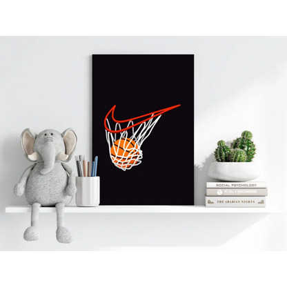 Vibrant Nike Basketball Swoosh on insigne aluminum print